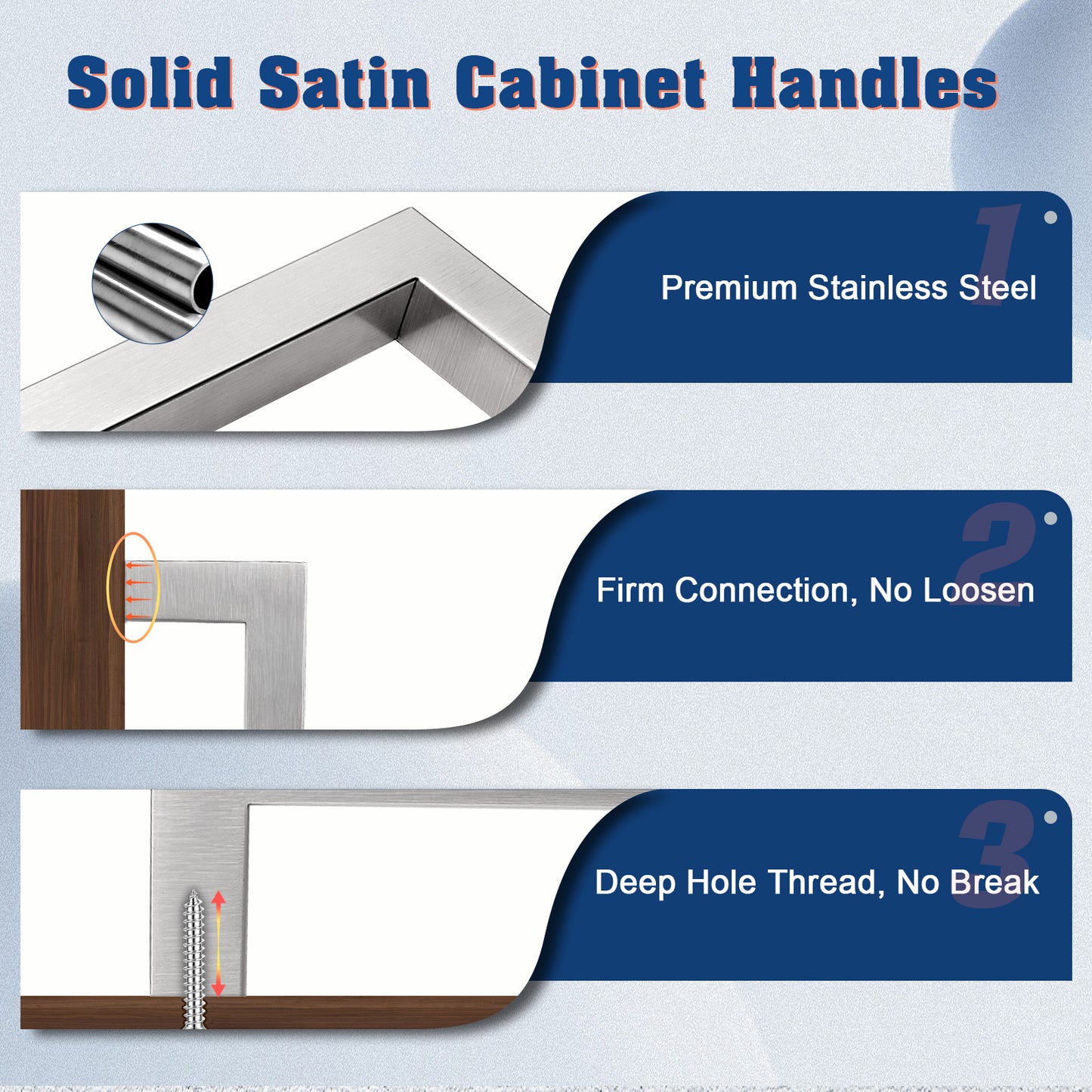 KNOBWELL Stainless Steel Square Cabinet Pulls for Kitchen Cupboards/Drawers- PDDJ27HSS