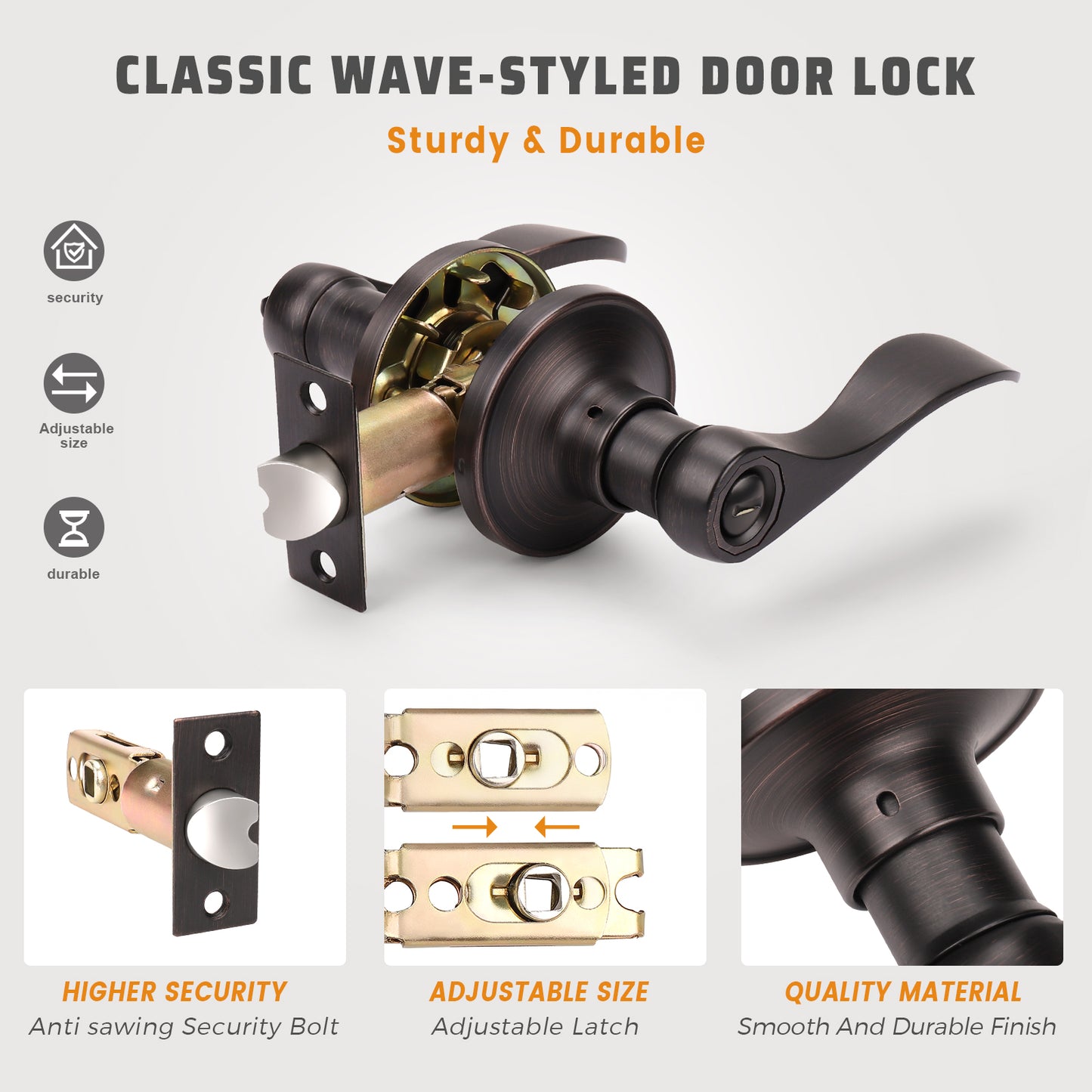 Close-up of KNOBWELL Colonial 5 Pack Bronze Privacy Interior Round Door Handles