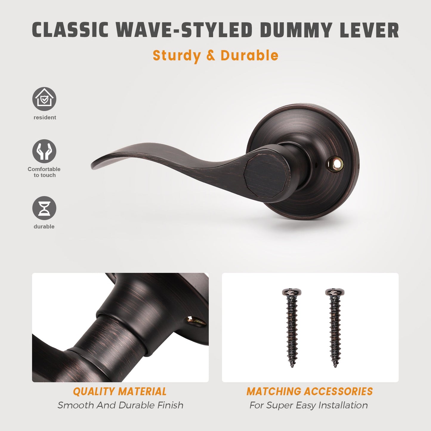 Details of KNOBWELL Wave Style Matte Black Dummy Door Locksets for Home Hardware
