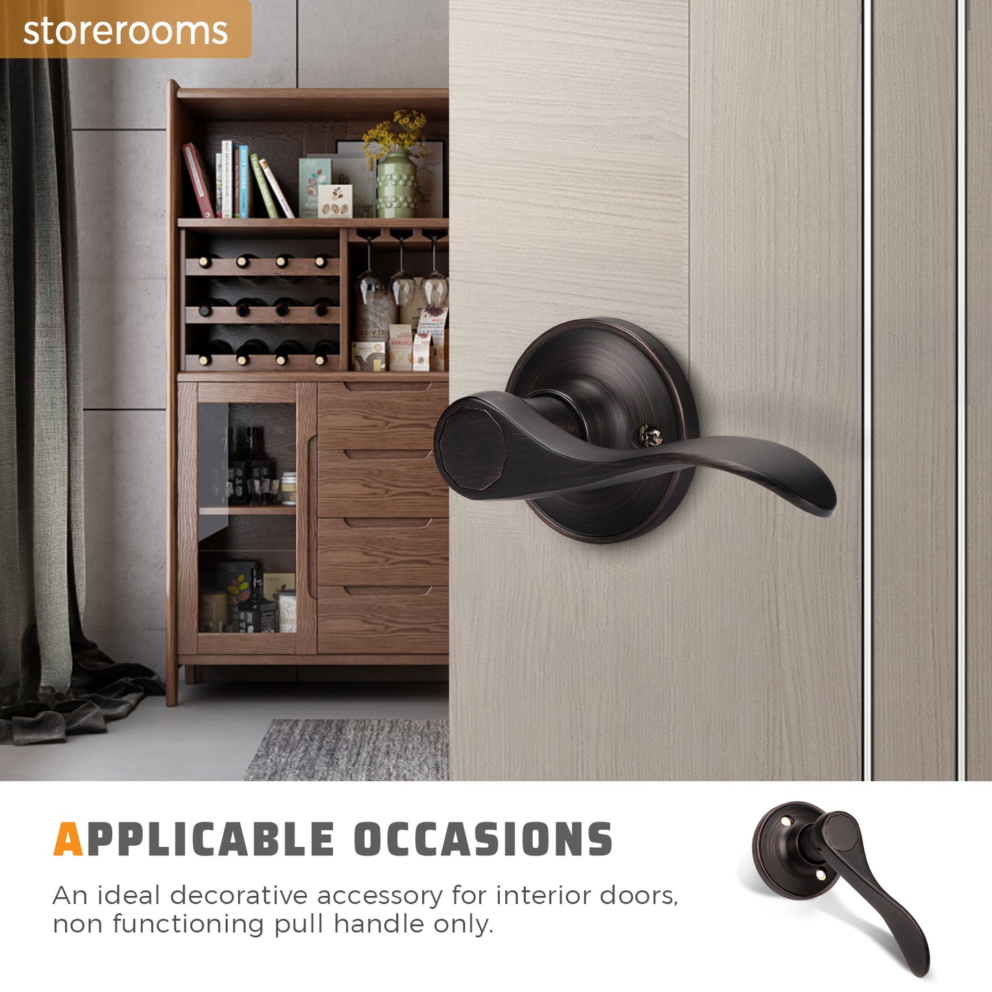 Front view of KNOBWELL Wave Style Oil Rubbed Bronze Dummy Door Locksets for Home Hardware