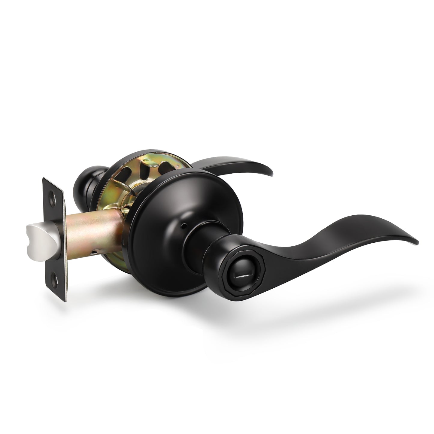 KNOBWELL Wave Style Matte Black Privacy Door Locksets for Home Hardware