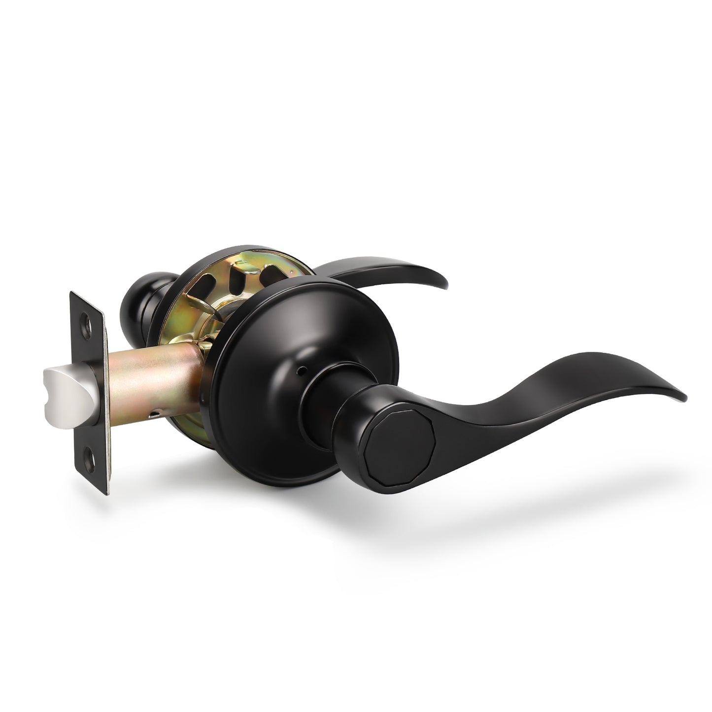 KNOBWELL Wave Style Matte Black Passage Door Locksets for Home Hardware