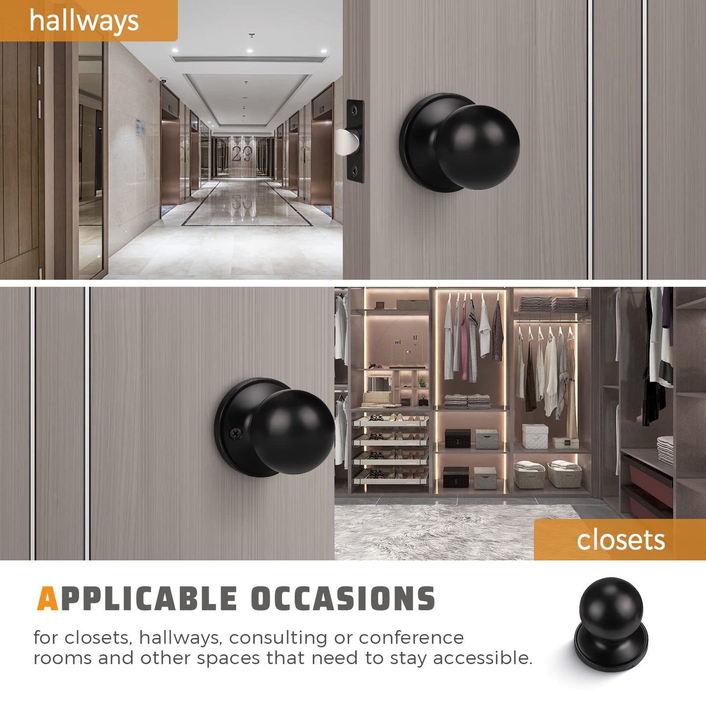 KNOBWELL Round Ball All Function Door Knobs For Interior and Exterior