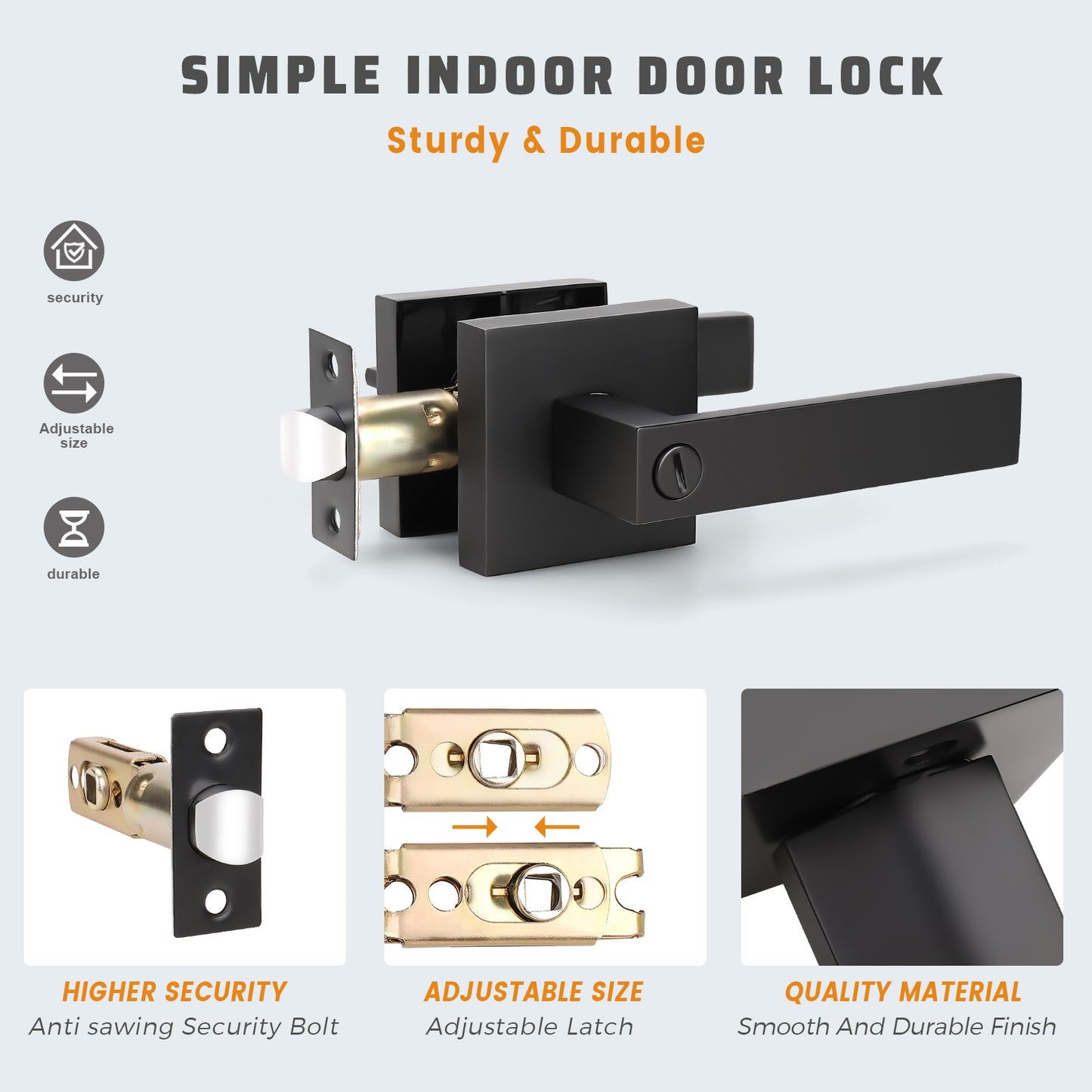 Close-up of Knobwell Bulk Black Privacy Door Handles at Wholesale Pricing