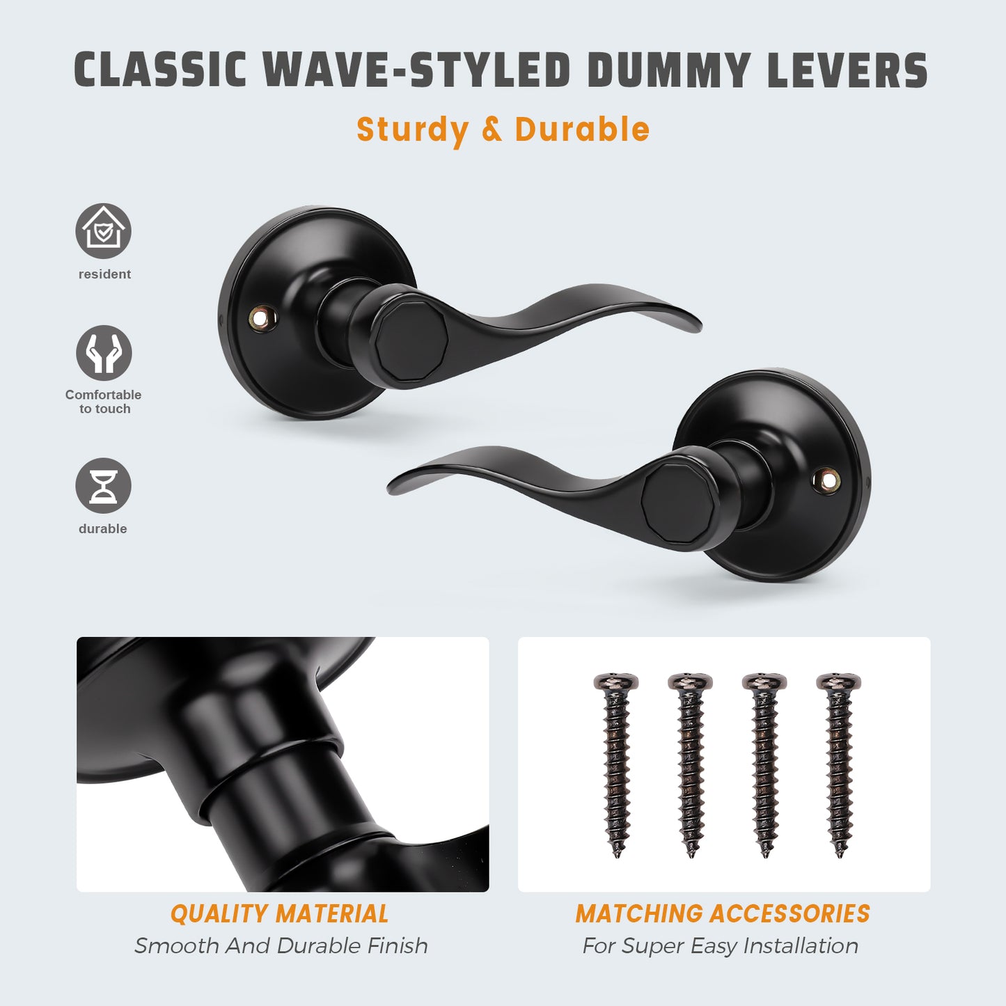 details of Knobwell Black Pull-Only Double Dummy Handleset for French Doors