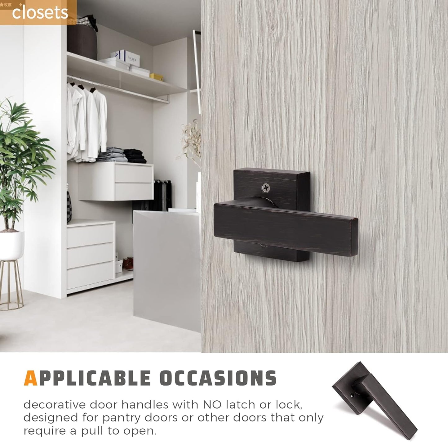 KNOBWELL Decorative Interior Dummy Door Handles for French Doors