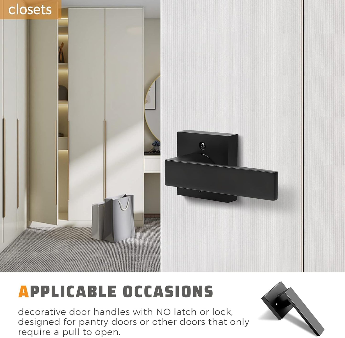 KNOBWELL Decorative Interior Dummy Door Handles for French Doors