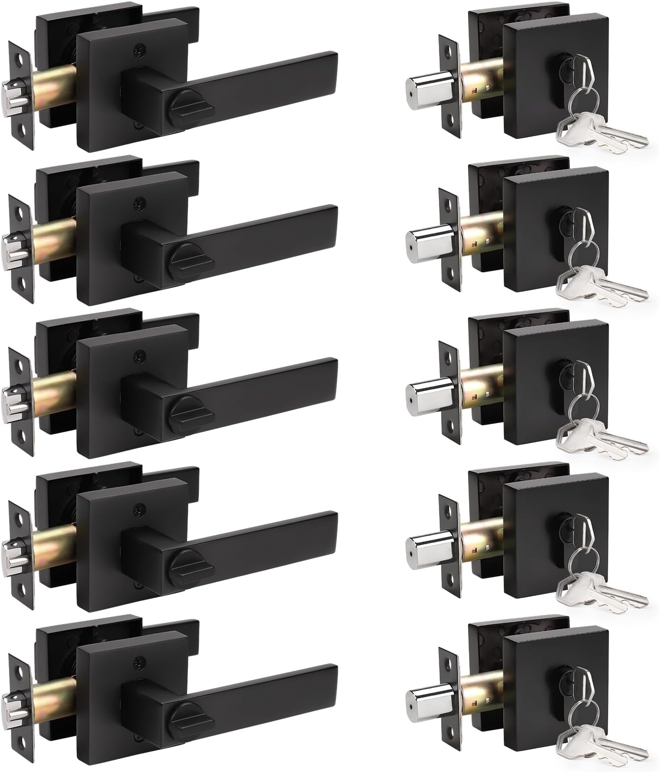 Ten of KNOBWELL Heavy Duty Double Cylinder Keyed Entry Door Lever with Deadbolt