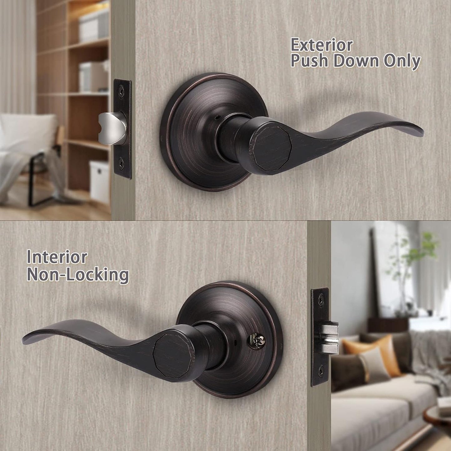 KNOBWELL Colonial Style Bronze Passage Door Lever Without Lock