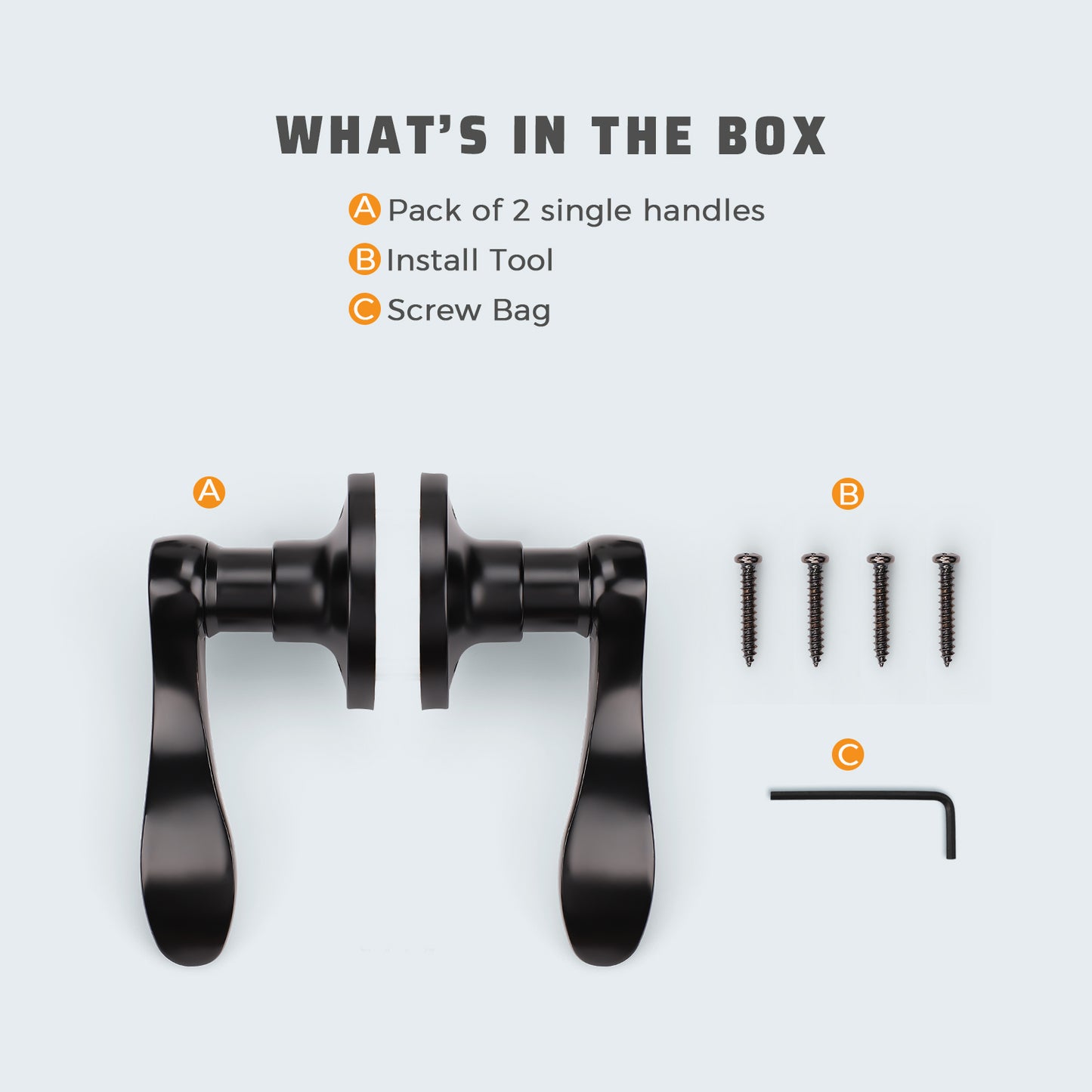 Knobwell Black Pull-Only Double Dummy Handleset for French Doors components