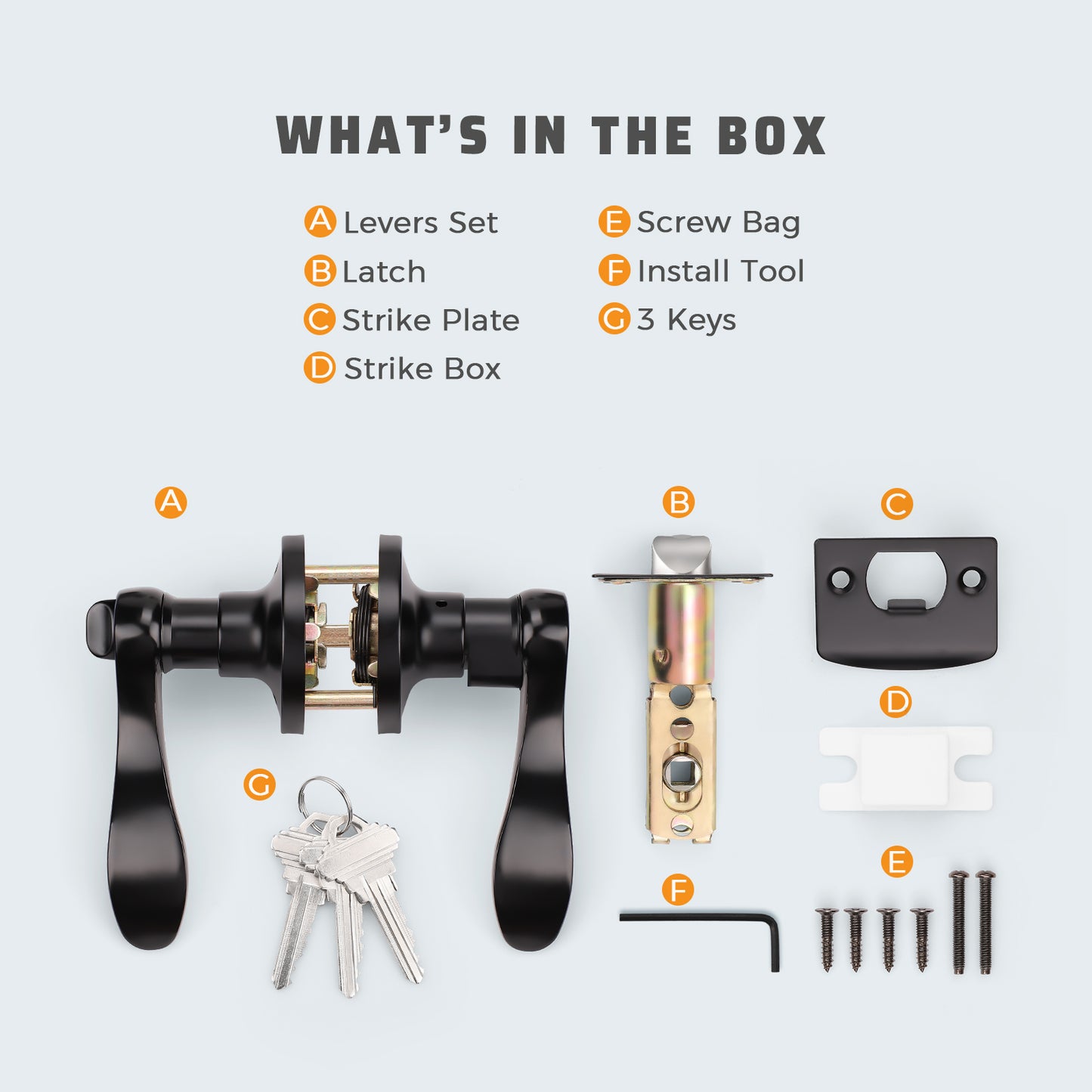 KNOBWELL Colonial Keyed Alike Door Locks With Same Key For Front Doors Components