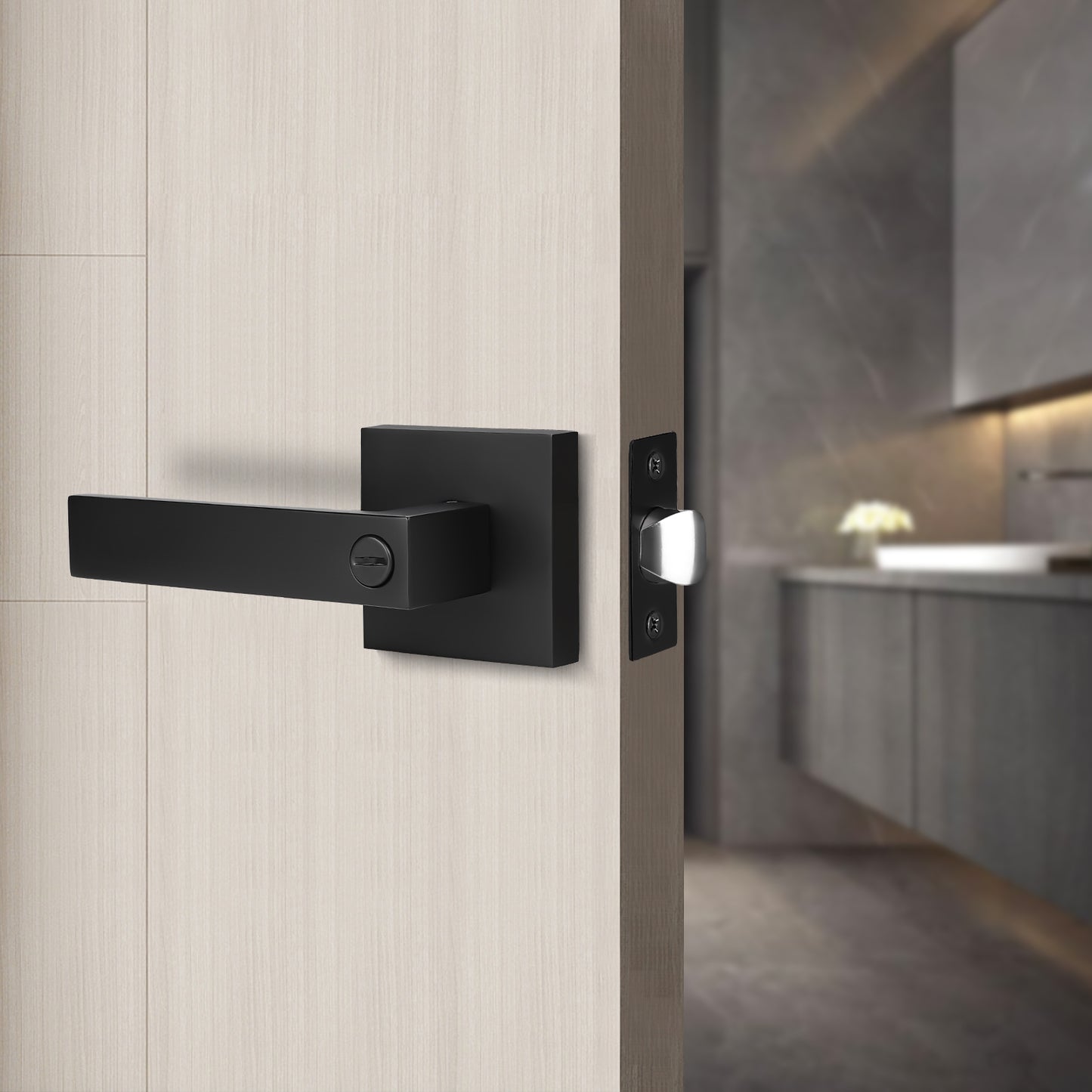 Side view of Knobwell Bulk Black Privacy Door Handles at Wholesale Pricing