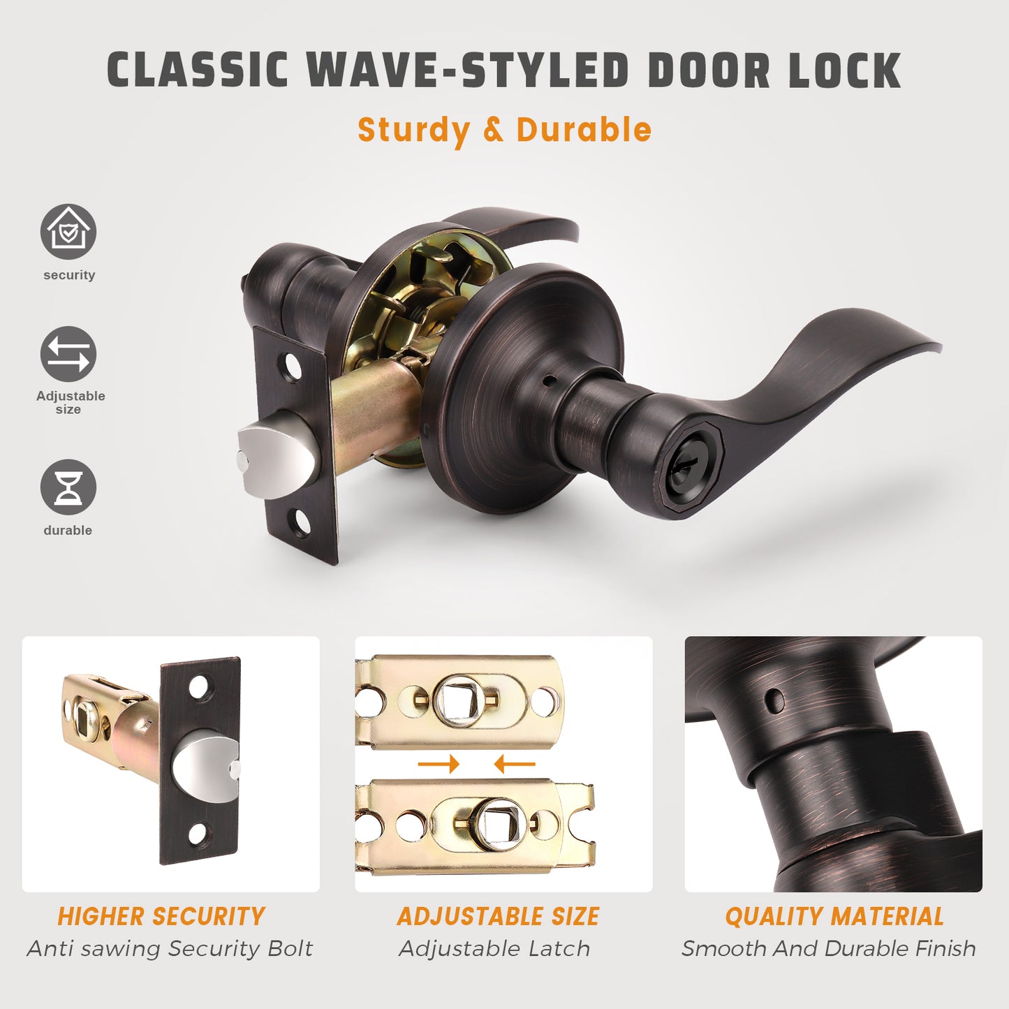 Close-up of KNOBWELL Bronze Keyed Entry Door Lock – Front Door Lock with Keyed Different Keys