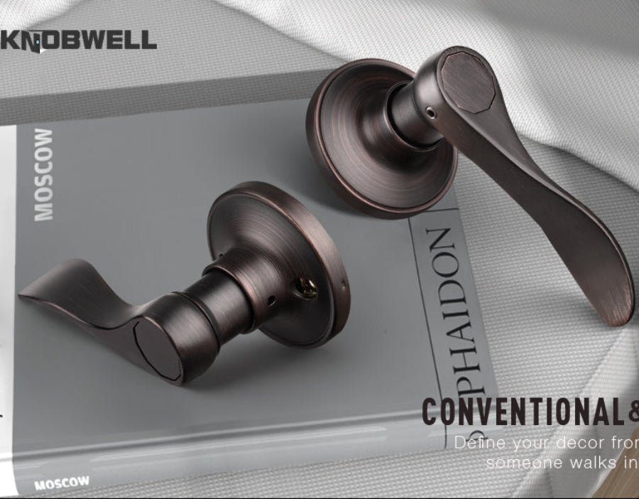 KNOBWELL Colonial Style Bronze Passage Door Lever Without Lock