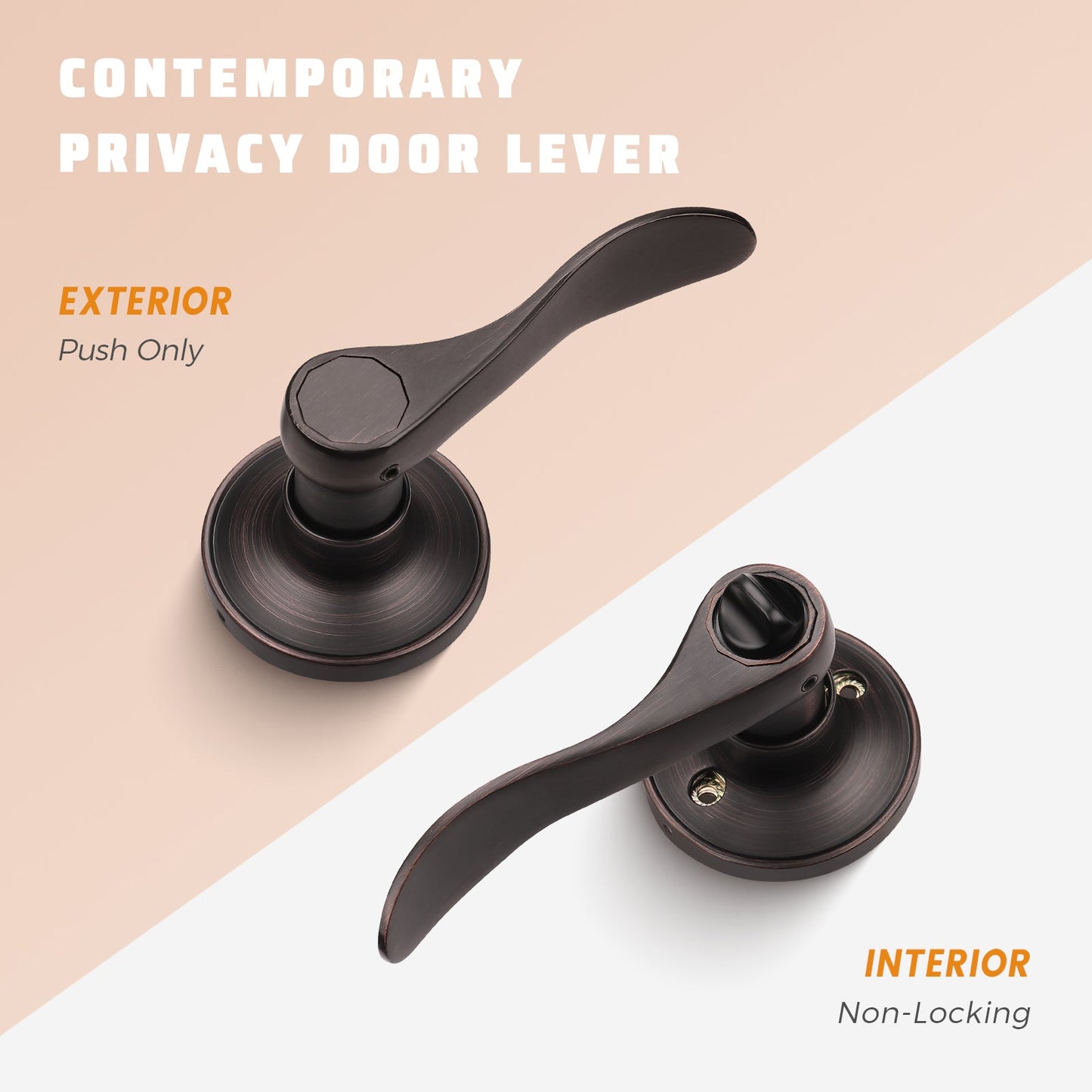 KNOBWELL Wave Style Oil Rubbed Bronze Passage Door Locksets for Home Hardware