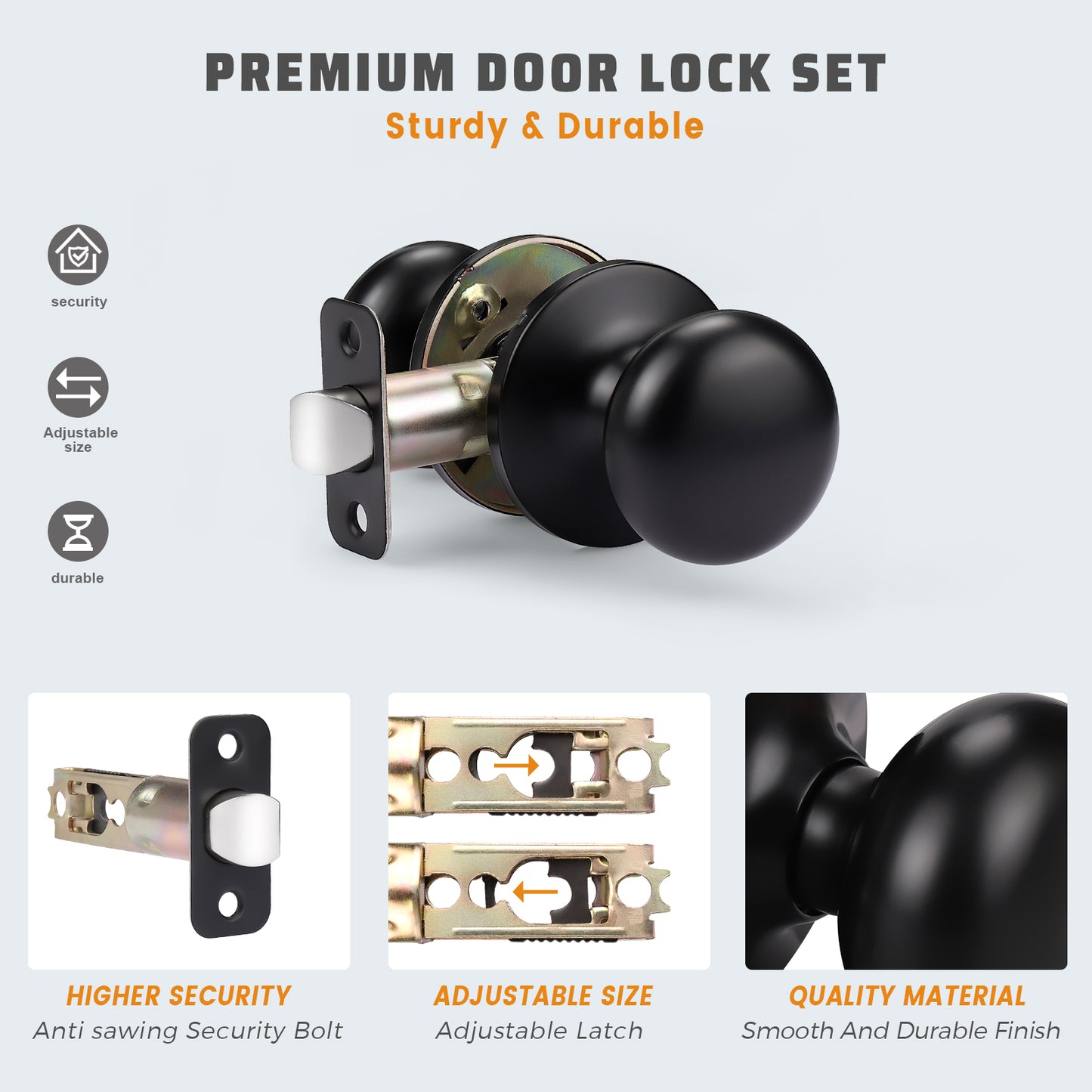 Function of KNOBWELL Modern Black Indoor Door Knobs-Non-Locking Interior Knob
