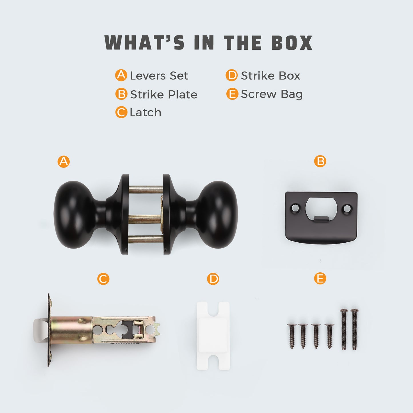 KNOBWELL Modern Black Indoor Door Knobs components