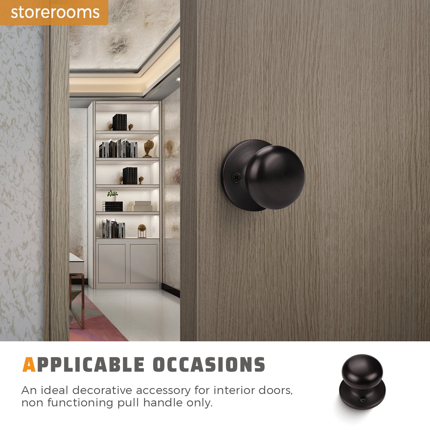 Interior door with KNOBWELL Bronze Decorative Dummy Closet Door Knobs