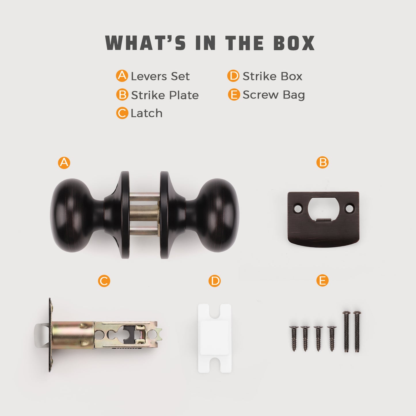 KNOBWELL Modern Passage Bronze Indoor Door Knobs Without Lock for Interior Doors Components