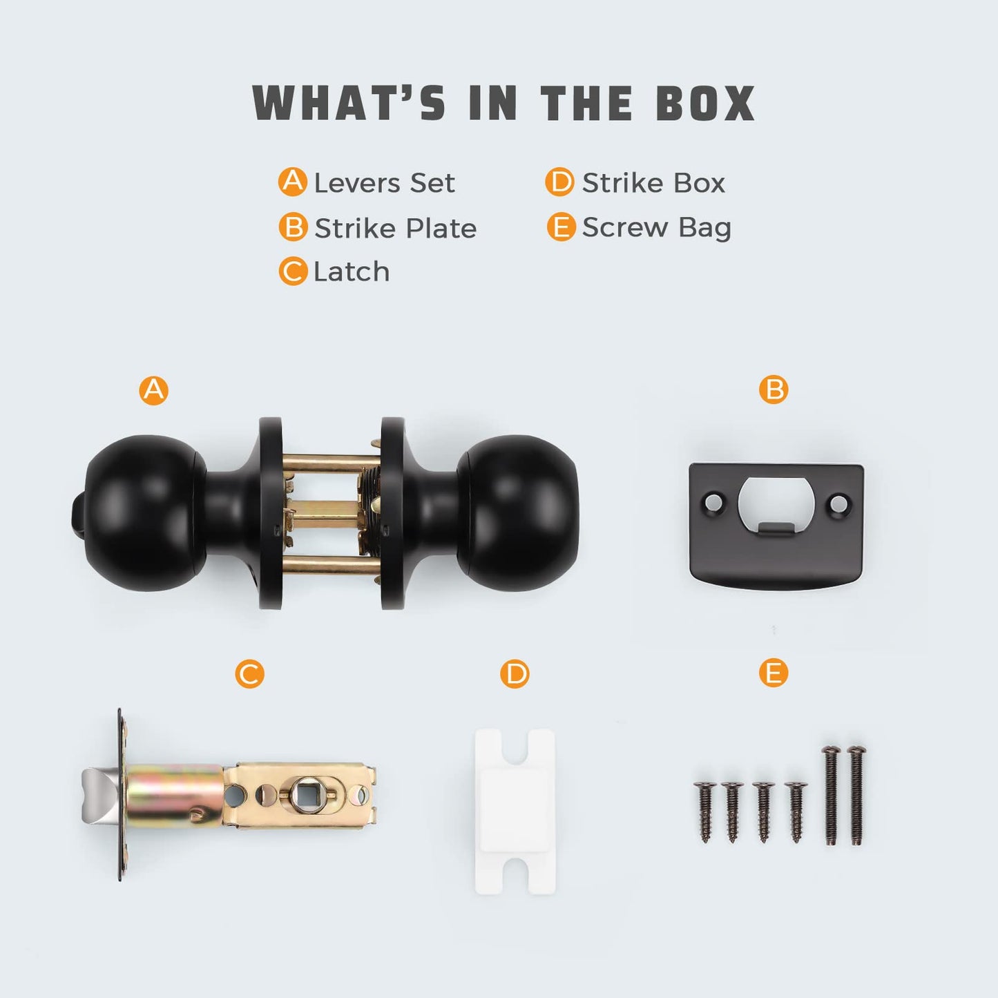 KNOBWELL Round Ball All Function Door Knobs For Interior and Exterior
