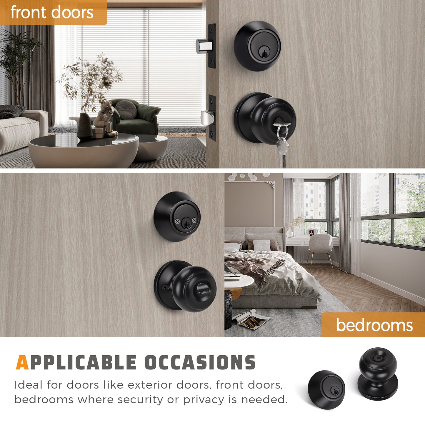 KNOBWELL Double Cylinder Keyed Entry Door Knob With Deadbolt