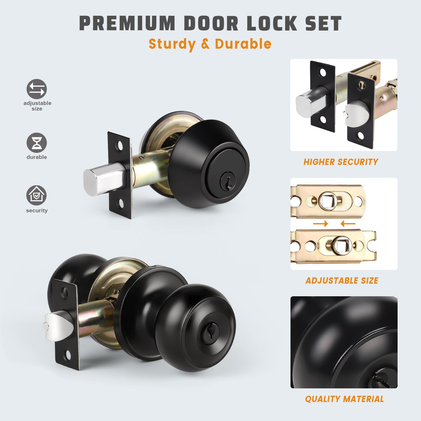 KNOBWELL Double Cylinder Keyed Entry Door Knob With Deadbolt