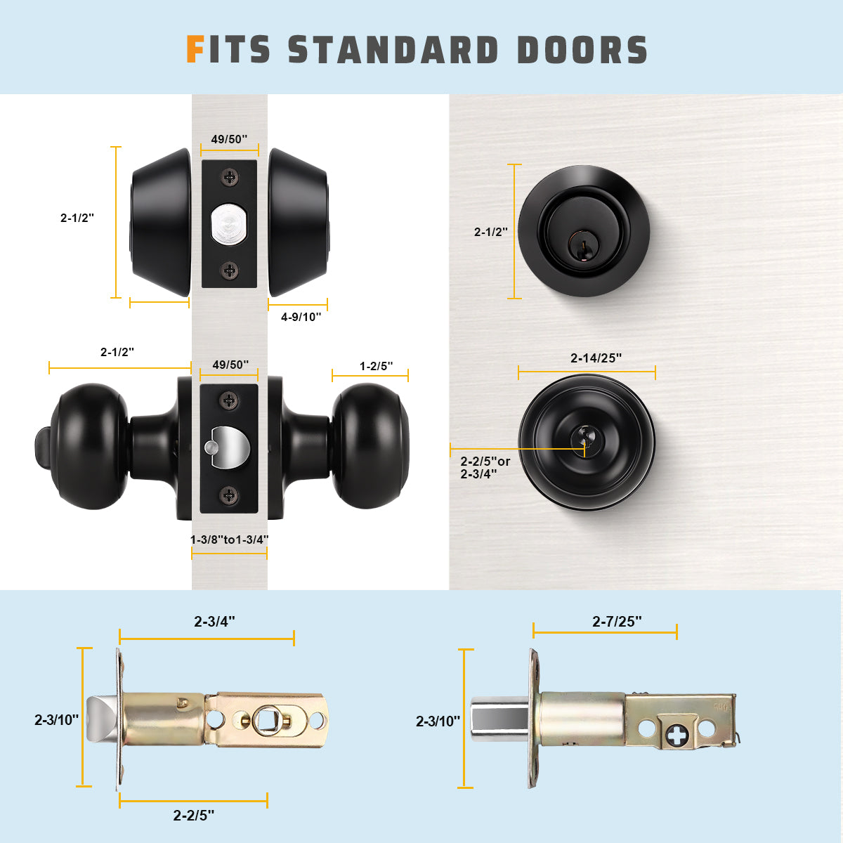 KNOBWELL Double Cylinder Keyed Entry Door Knob With Deadbolt