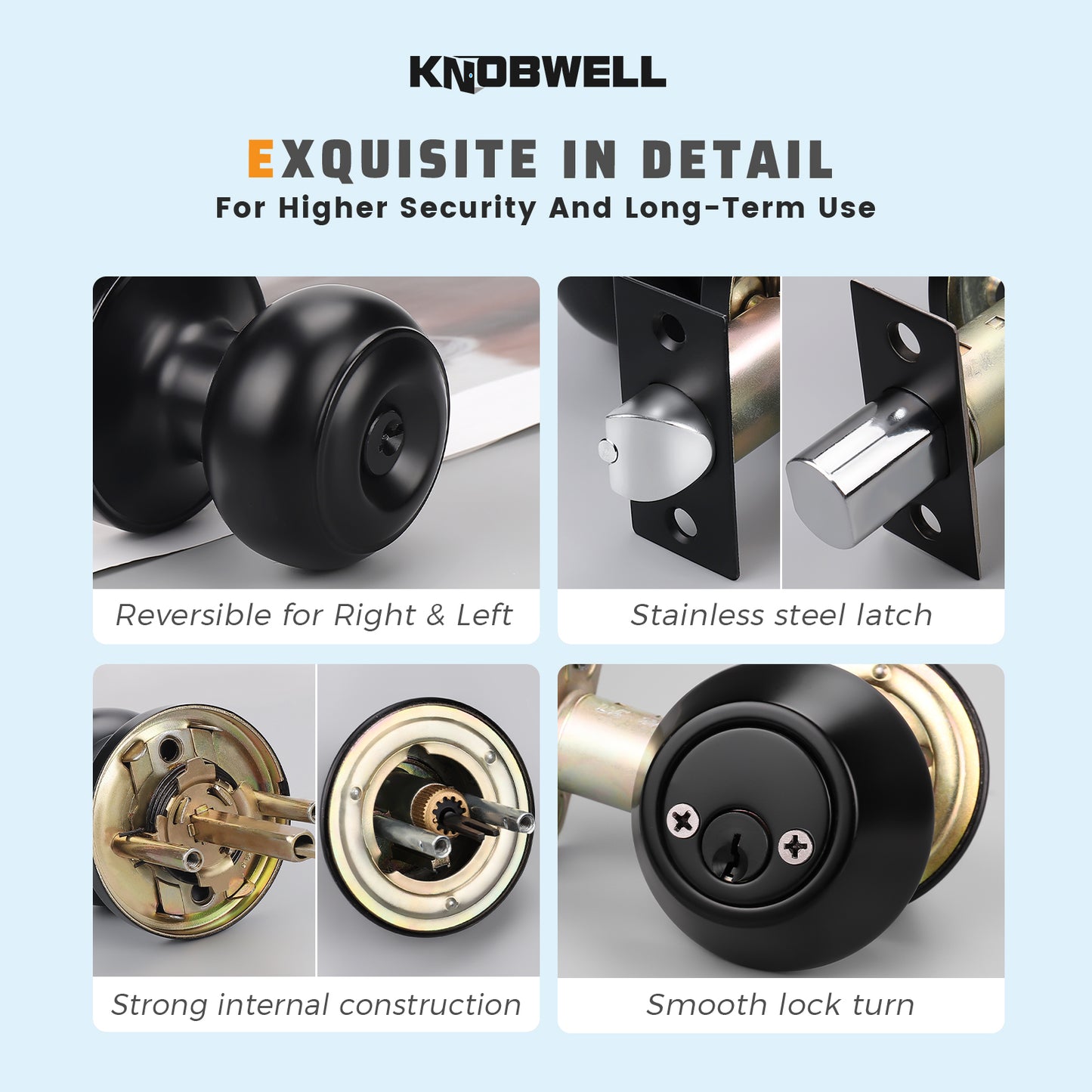 KNOBWELL Double Cylinder Keyed Entry Door Knob With Deadbolt
