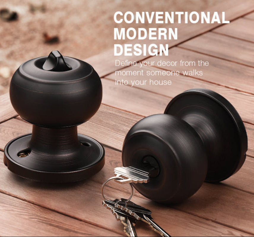 KNOBWELL Bronze Keyed Interior Door Knob For Front Doors with Lock and Key(Keyed Alike)