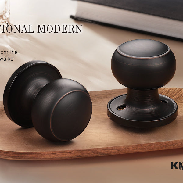 KNOBWELL Flat Ball Bronze Passage Door Knobs With Non Locking