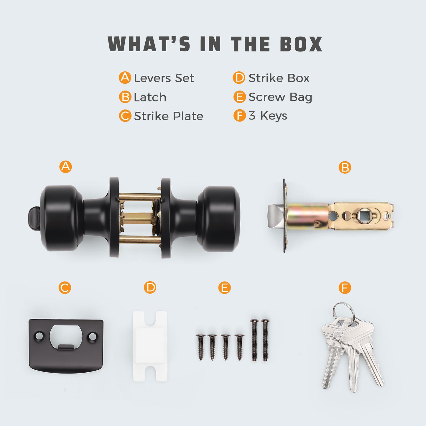 KNOBWELL Keyed Alike Exterior Door Knobs with Locks components