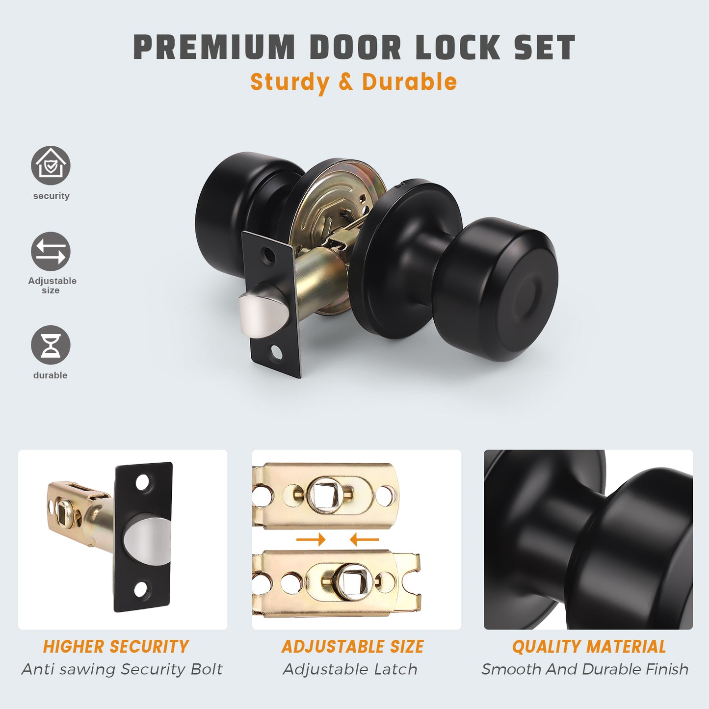 Material of KNOBWELL Matte Black Interior Passage Door Knobs