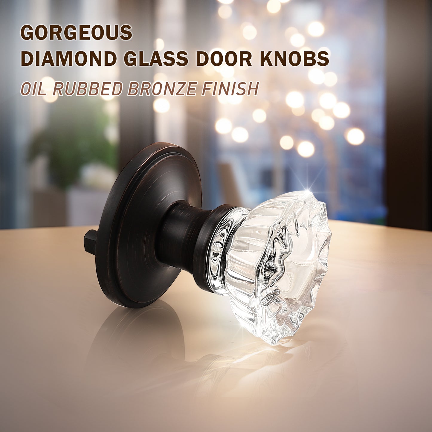Knobwell Modern Crystal Door Knobs with Classic Round Rosette - DLC20