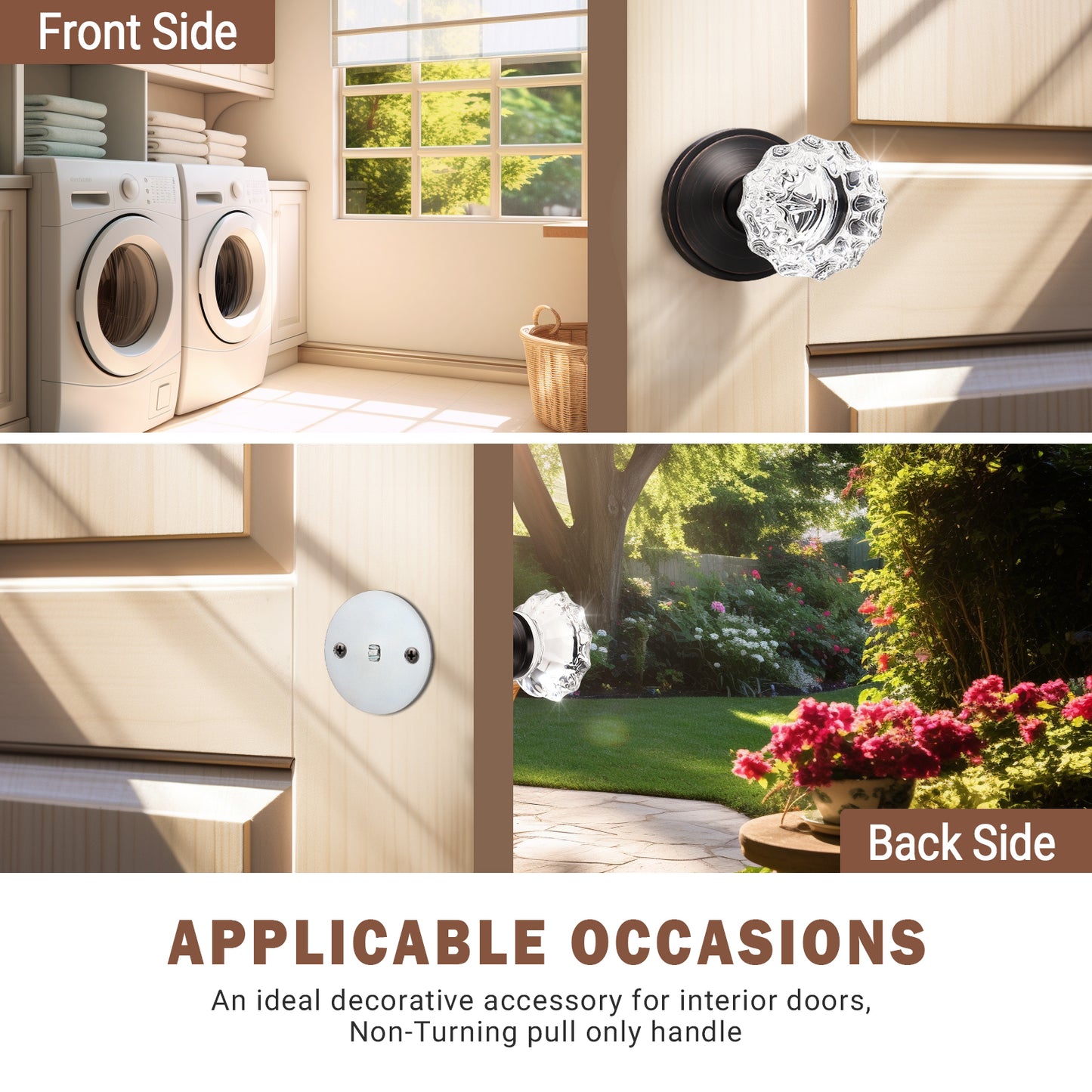 Knobwell Modern Crystal Door Knobs with Classic Round Rosette - DLC20