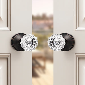 Knobwell Modern Crystal Door Knobs with Classic Round Rosette - DLC20