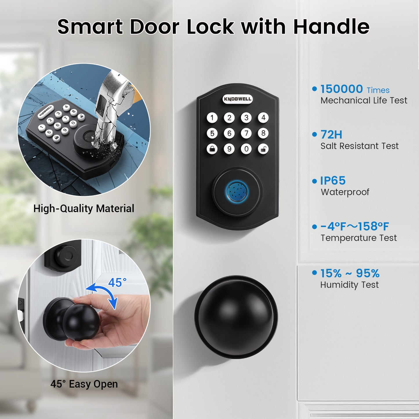 Knobwell Keypad Deadbolt with Door Knob – Electronic Keyless Entry