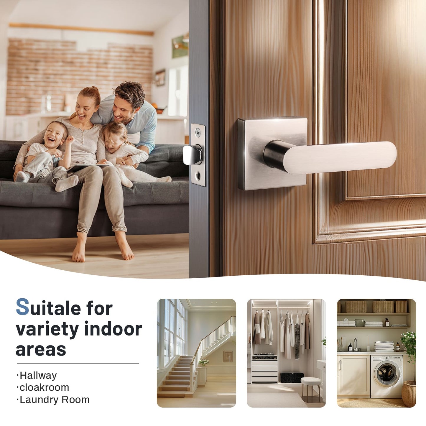 Application of KNOBWELL Heavy Duty Brushed Nickel Passage Door Lever