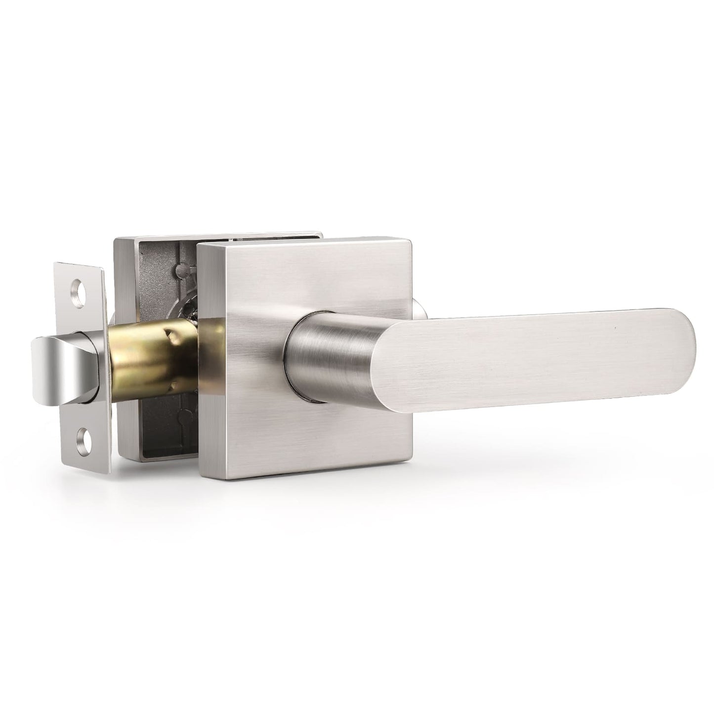 KNOBWELL Heavy Duty Brushed Nickel Passage Door Lever