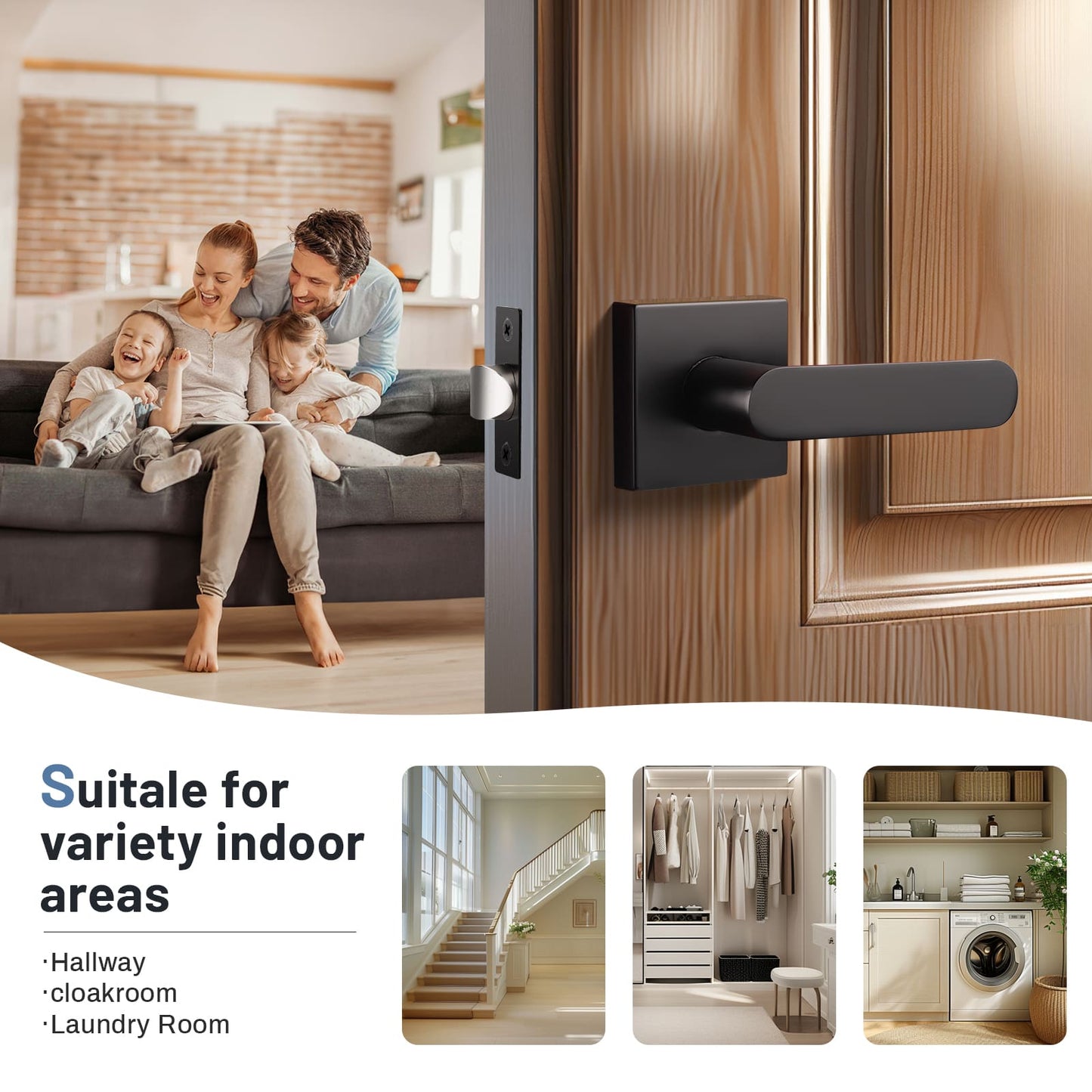 Application of KNOBWELL Heavy Duty Matte Black Passage Door Lever