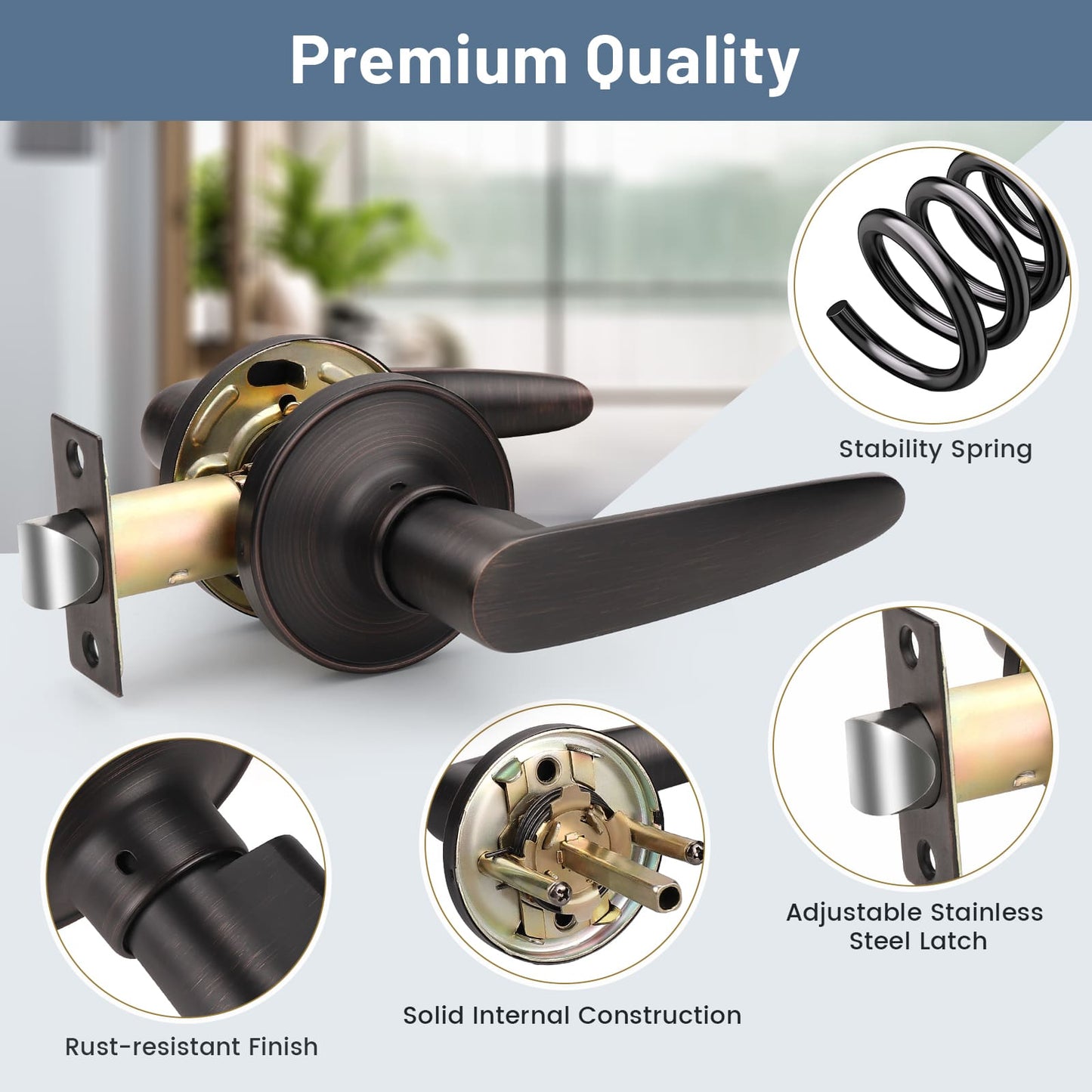 Details of KNOBWELL Minimalist Oil Rubbed Bronze Passage Door Handles For Interior Doors