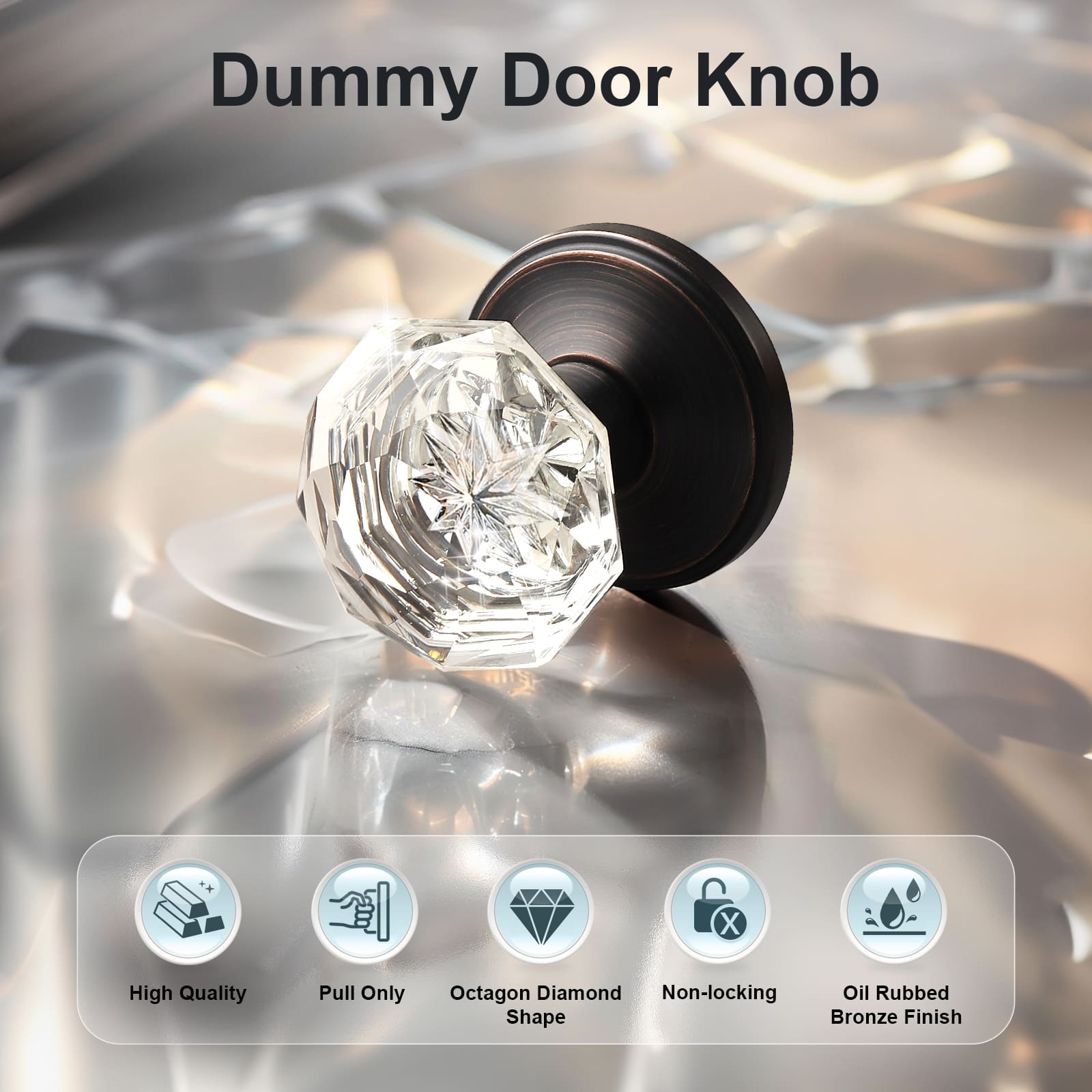 KNOBWELL Vintage Dummy Crystal Door Knobs For Interior Doors