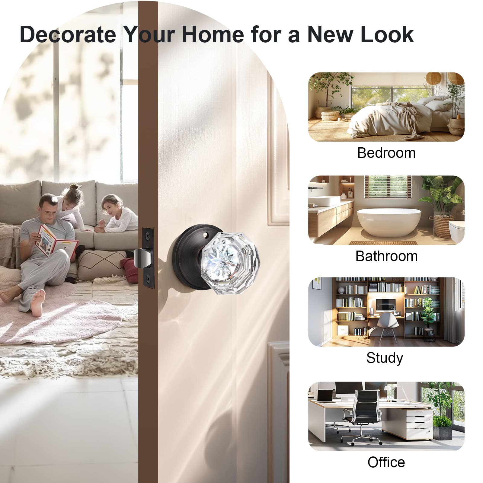 Application of KNOBWELL Vintage Privacy Crystal Door Knobs