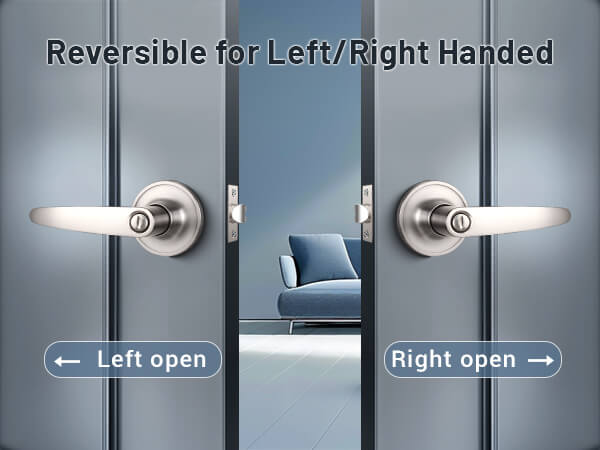KNOBWELL Minimalist Brushed Nickel Reversible Privacy Door Handles For Interior Doors