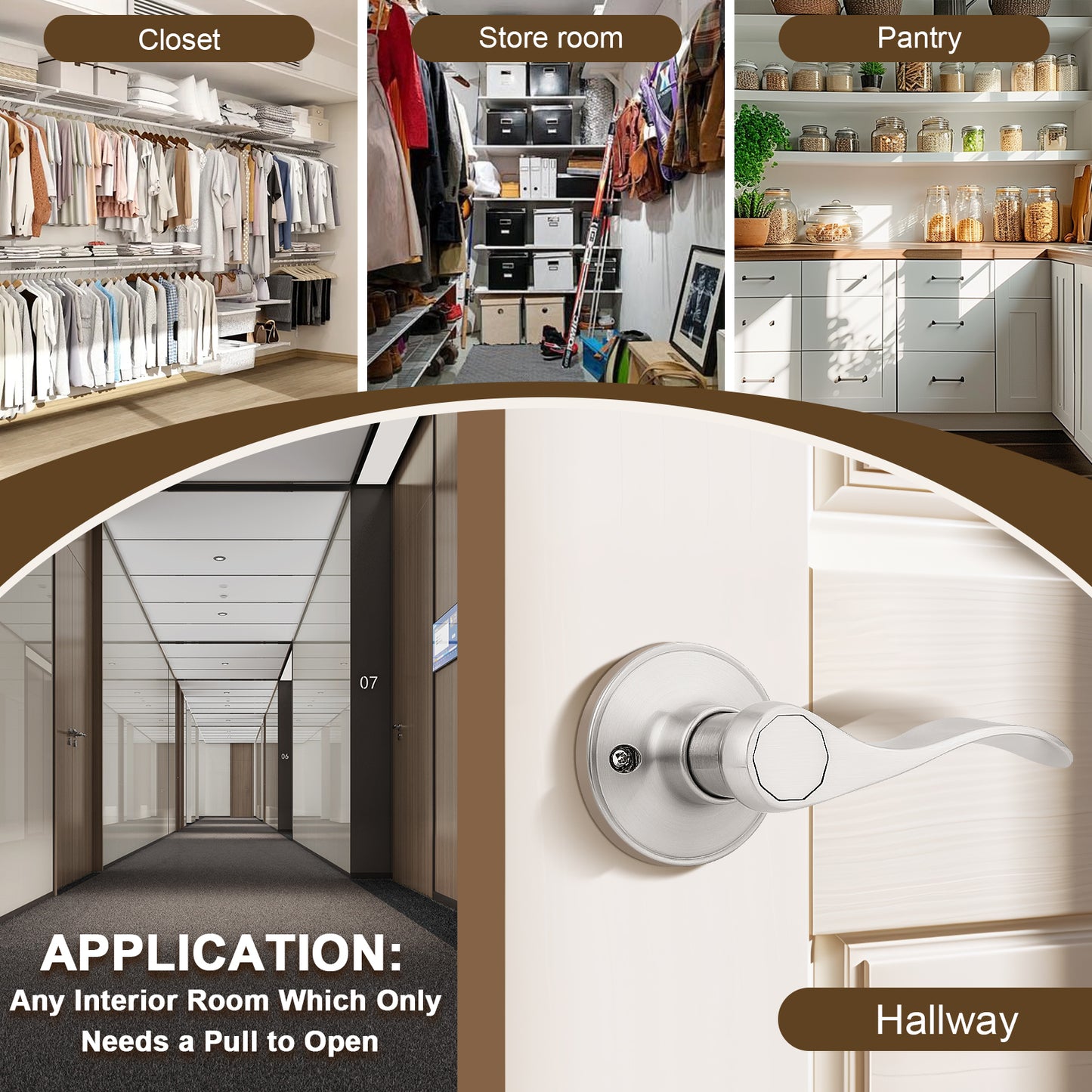 Application of KNOBWELL Wave Style Brushed Nickel Dummy-Right Door Locksets for Home Hardware