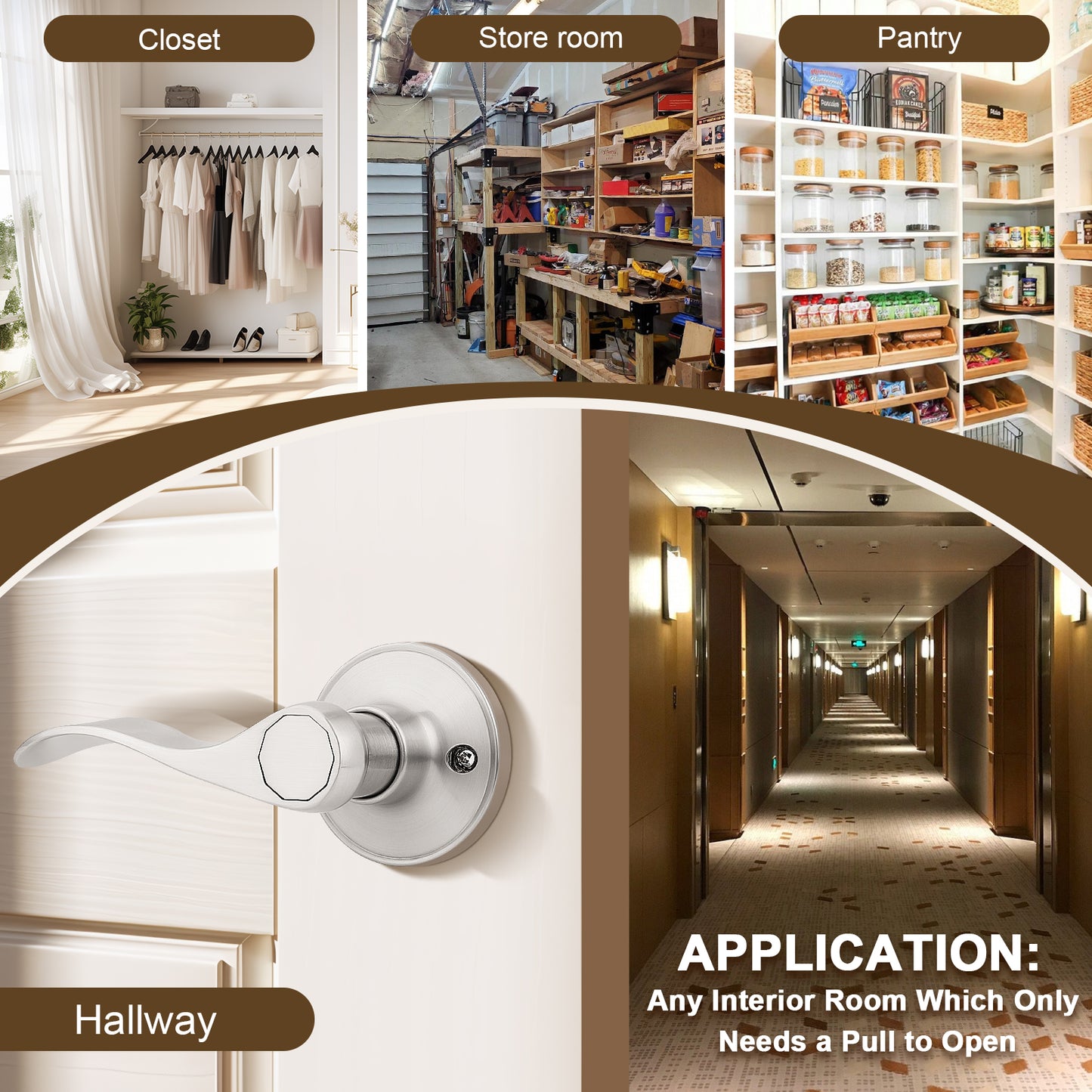 Application of KNOBWELL Wave Style Brushed Nickel Dummy-Left Door Locksets for Home Hardware
