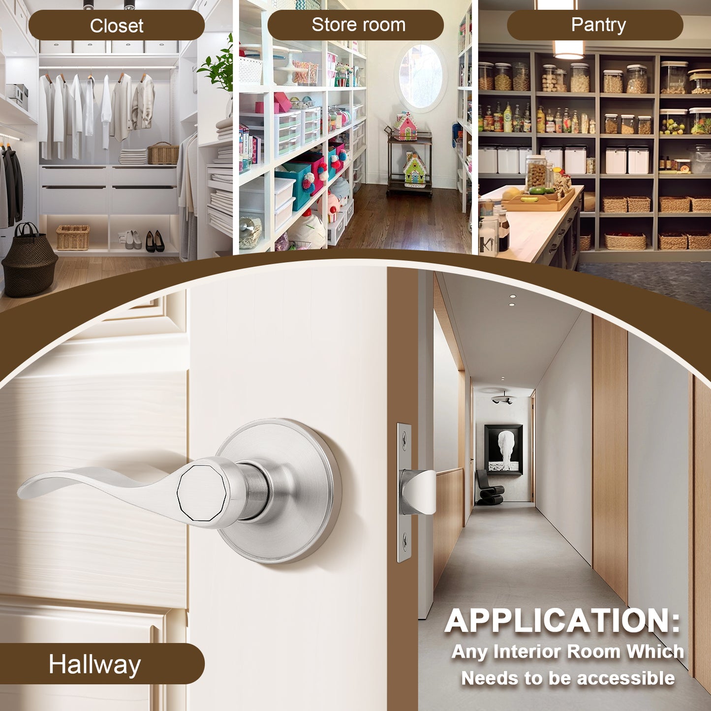 Application of KNOBWELL Wave Style Brushed Nickel Passage Door Locksets for Home Hardware