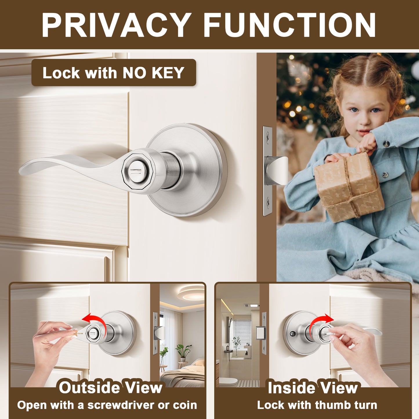 KNOBWELL Wave Style Brushed Nickel Different Types of Locksets for Home Hardware