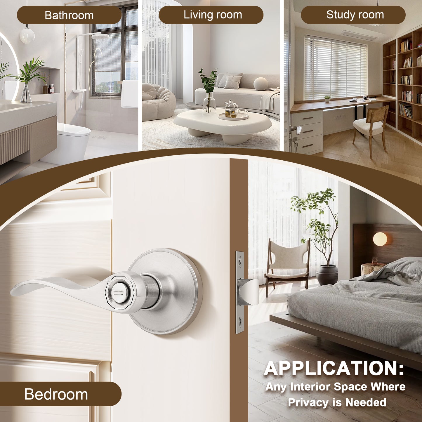 Application of KNOBWELL Wave Style Brushed Nickel Different Types of Locksets for Home Hardware