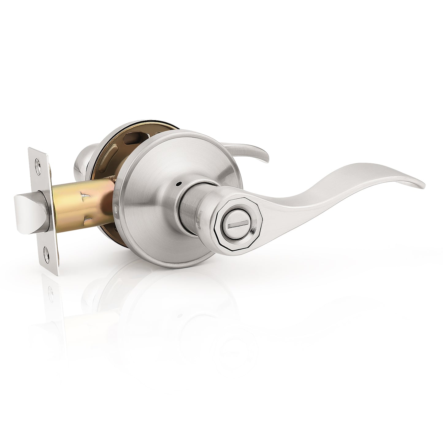 KNOBWELL Wave Style Brushed Nickel Privacy Door Locksets for Home Hardware