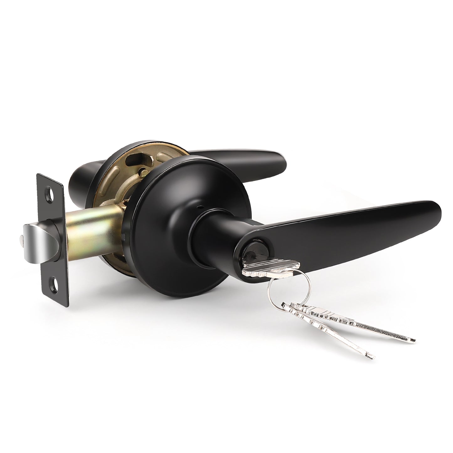 KNOBWELL Minimalist Matte Black Keyed Entry Door Handles